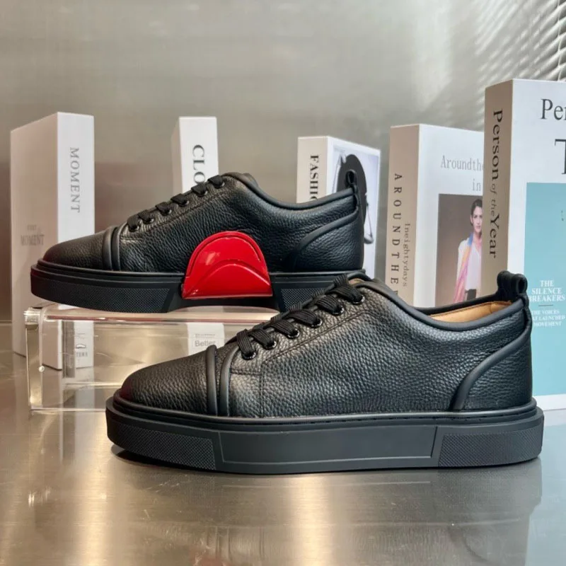 New Style Casual Leather Casual Couple Sneakers Unisex Fashion Crescent Bottom White Shoes Red Sole Men's Women's Casual Shoes