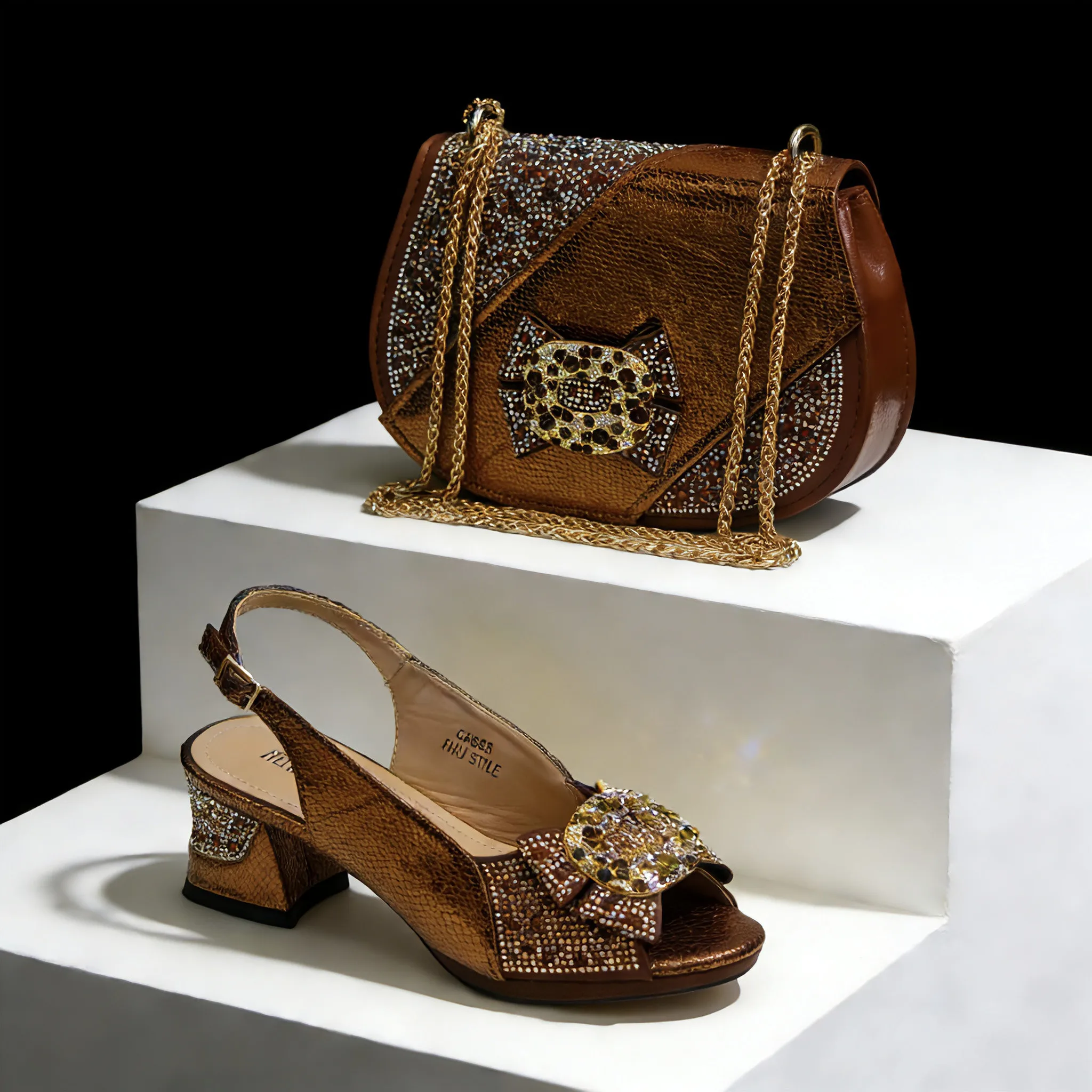 Venus Chan 2026 INS Green Elegant Women's High Heel Shoes and Rhinestone-Embellished Bag Set - Perfect for Any Occasion