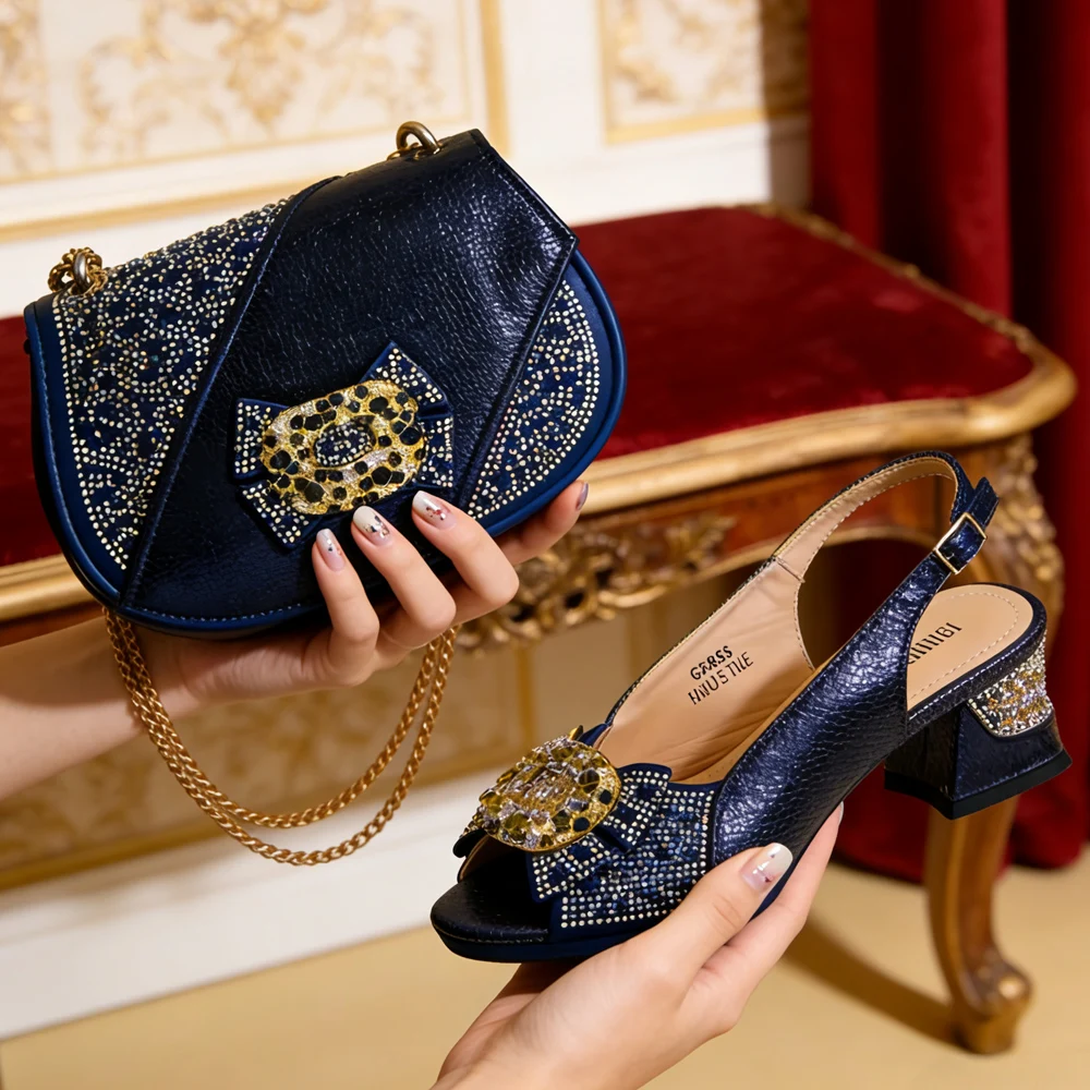 Venus Chan 2026 INS Green Elegant Women's High Heel Shoes and Rhinestone-Embellished Bag Set - Perfect for Any Occasion