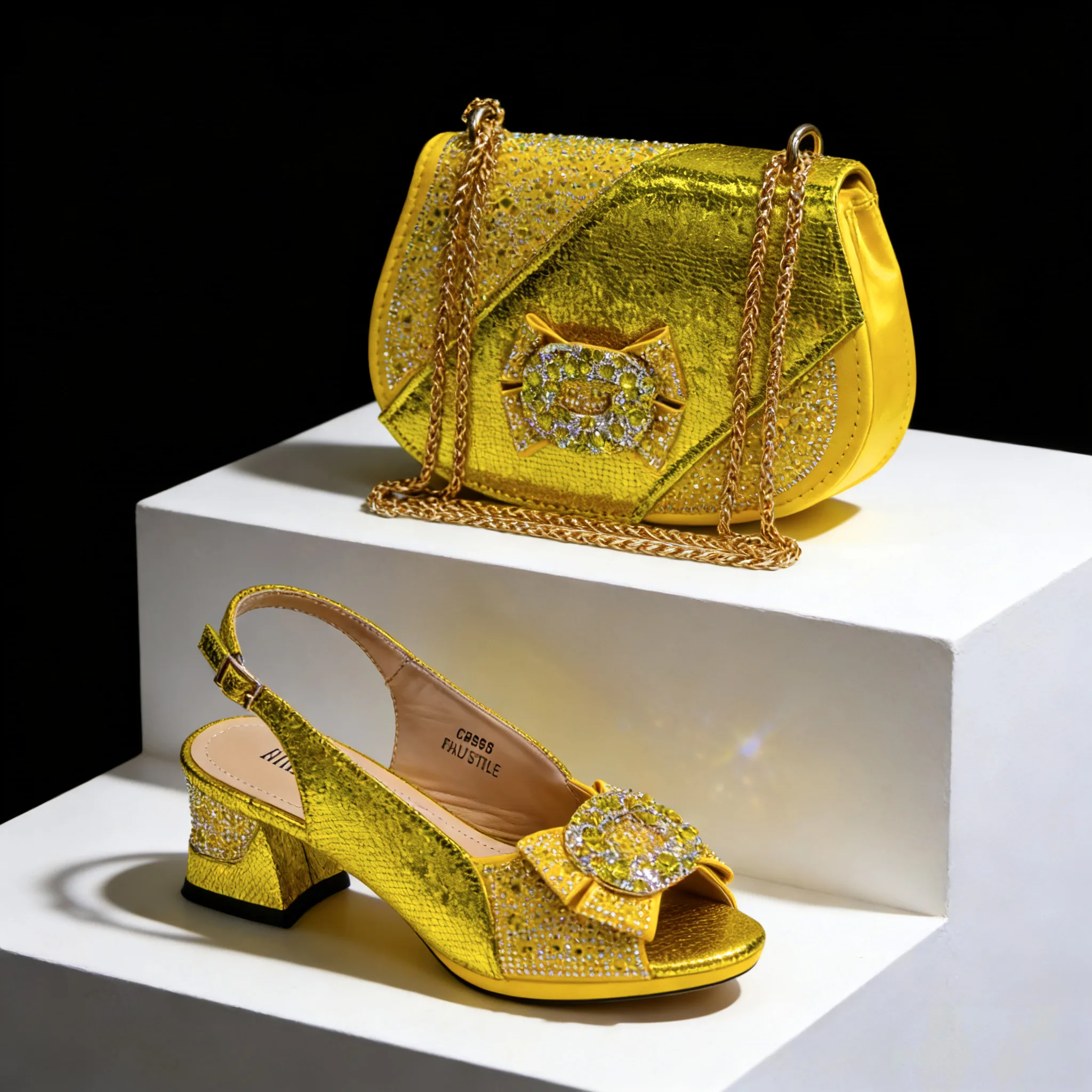Venus Chan 2026 INS Green Elegant Women's High Heel Shoes and Rhinestone-Embellished Bag Set - Perfect for Any Occasion