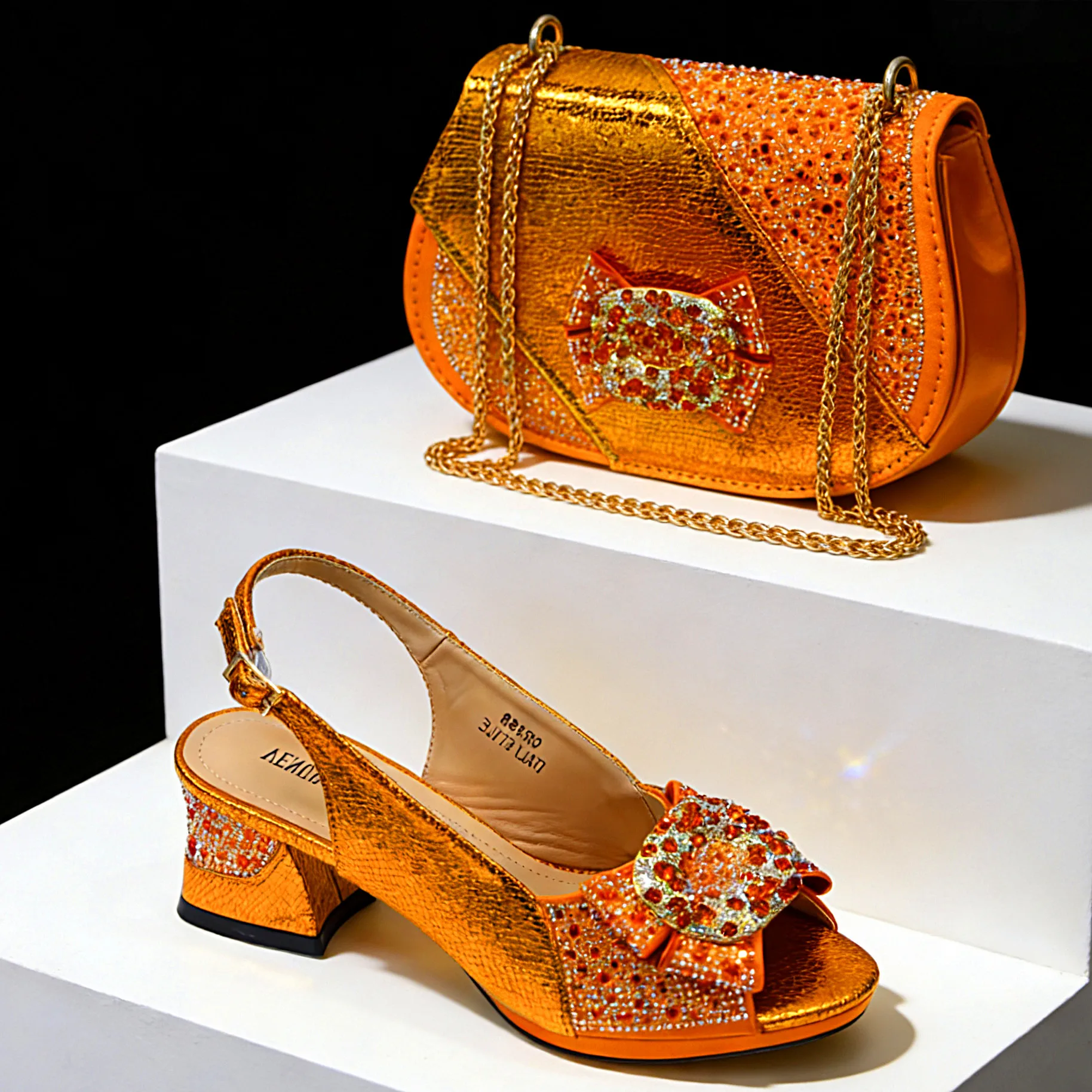 Venus Chan 2026 INS Green Elegant Women's High Heel Shoes and Rhinestone-Embellished Bag Set - Perfect for Any Occasion