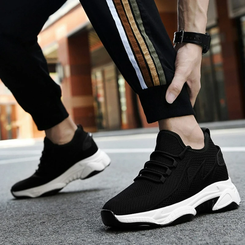 Men's Shoes 10cm Height Increase Sneakers Outdoor Breathable Casual Shoes Lace-up Men Running Shoe Mesh Soft Sole Elevator Shoes