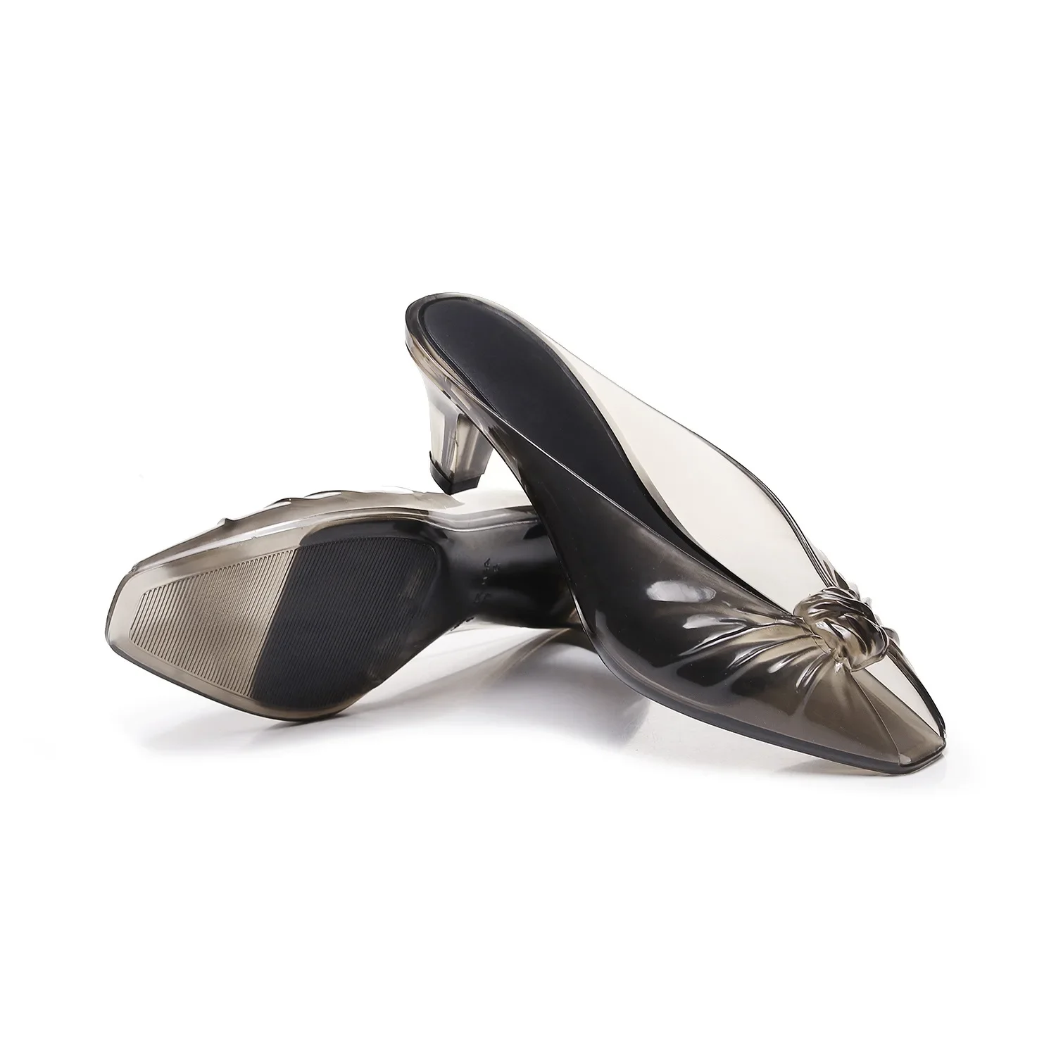 Ins Women's Fish Mouth Sandals Summer New Adult Pointed High-heeled Slippers Ladies Versatile Slim Heeled Bow Jelly Beach Shoes