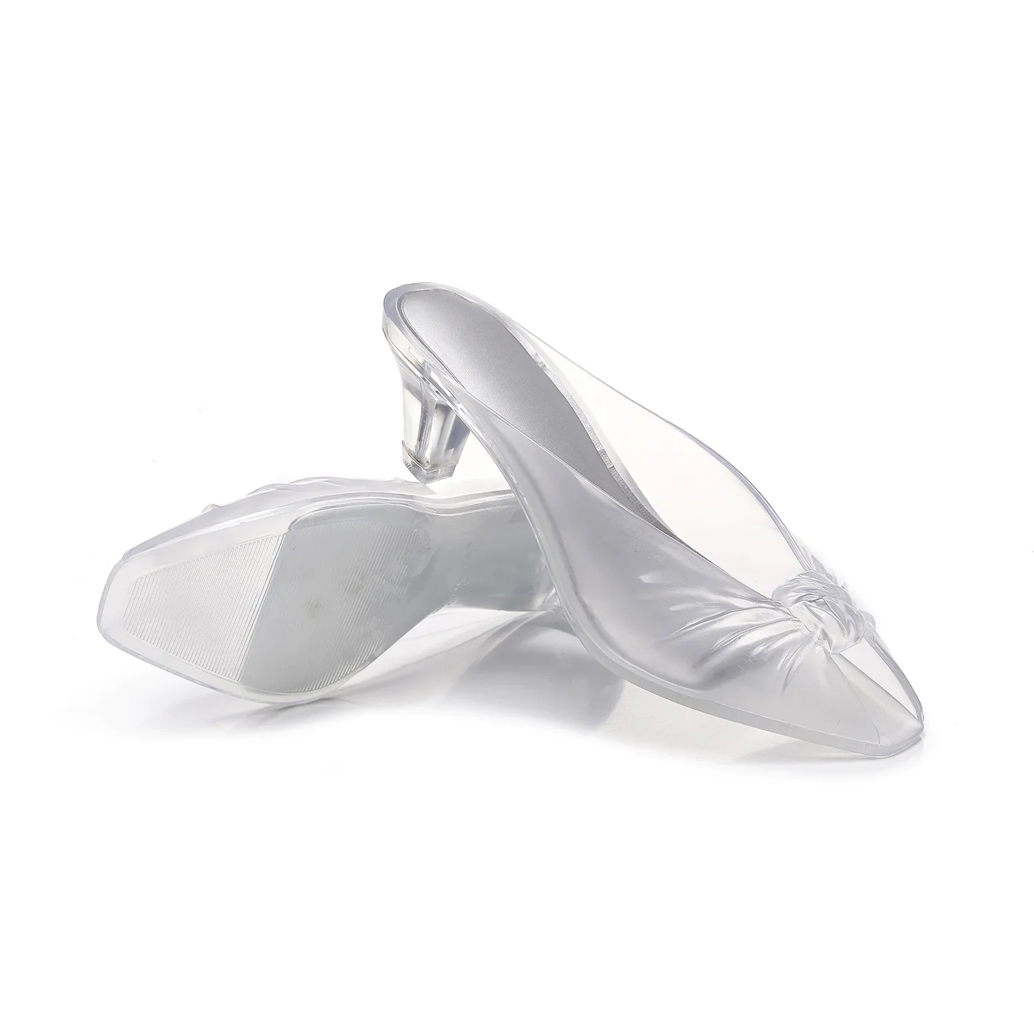 Ins Women's Fish Mouth Sandals Summer New Adult Pointed High-heeled Slippers Ladies Versatile Slim Heeled Bow Jelly Beach Shoes