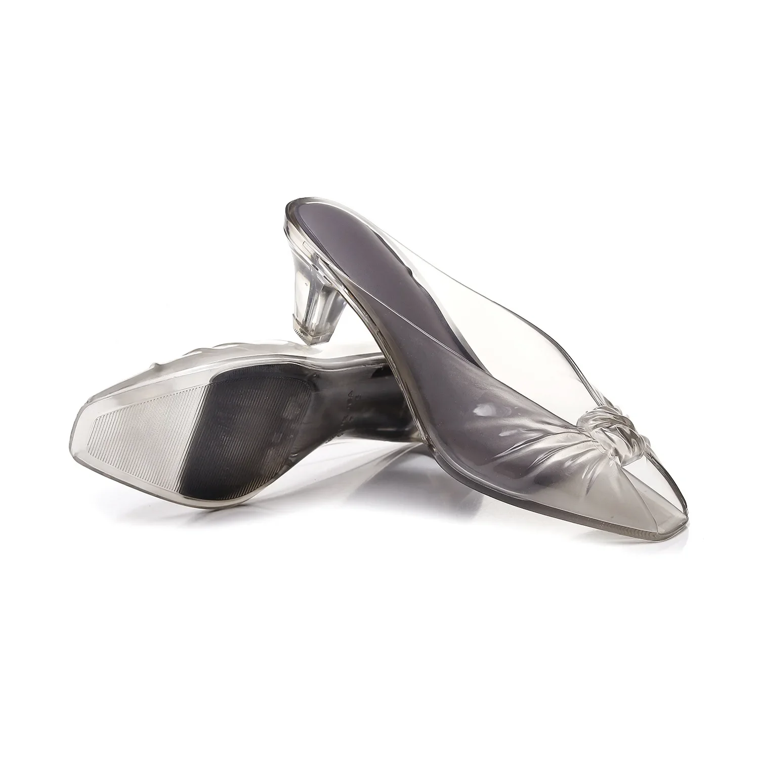 Ins Women's Fish Mouth Sandals Summer New Adult Pointed High-heeled Slippers Ladies Versatile Slim Heeled Bow Jelly Beach Shoes