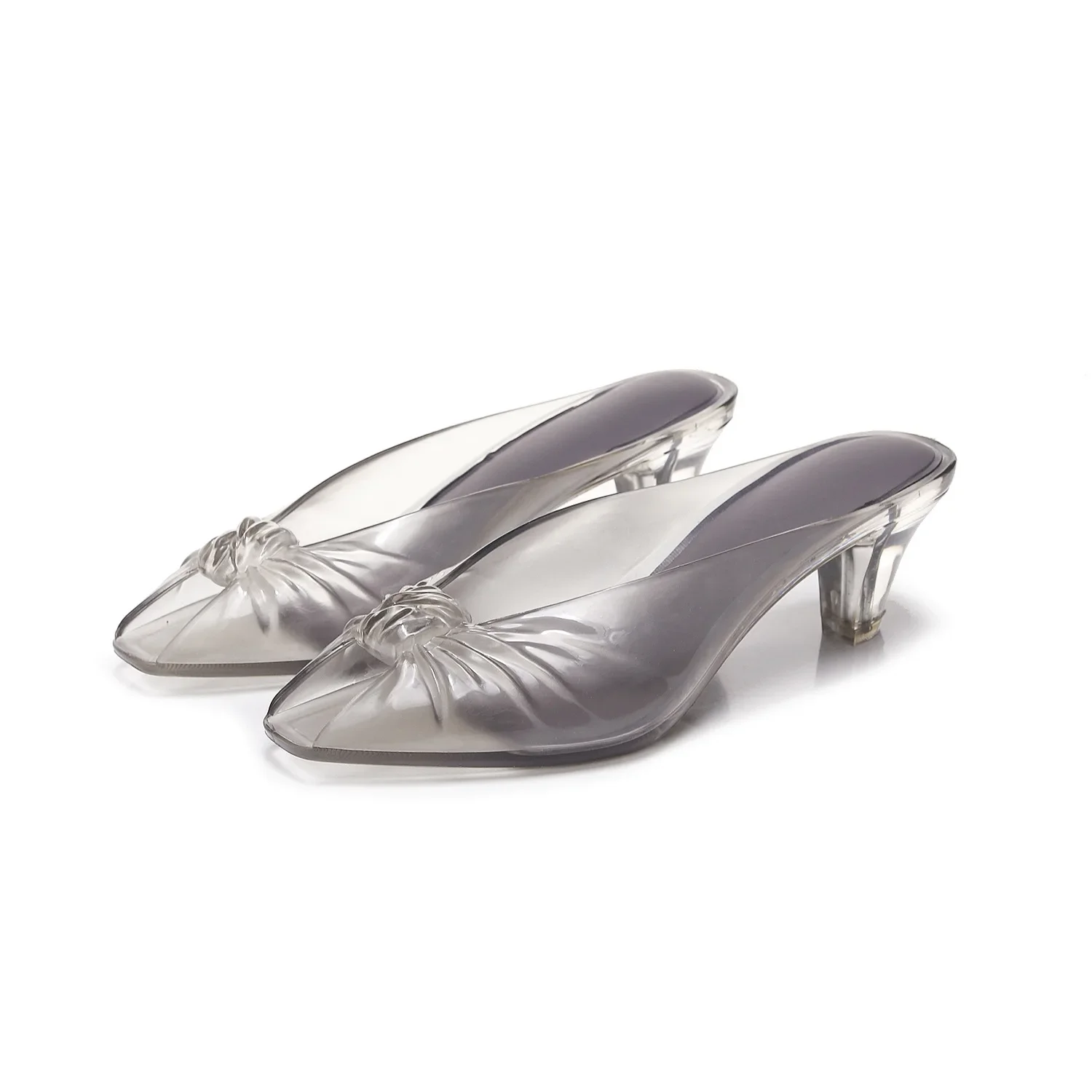 Ins Women's Fish Mouth Sandals Summer New Adult Pointed High-heeled Slippers Ladies Versatile Slim Heeled Bow Jelly Beach Shoes