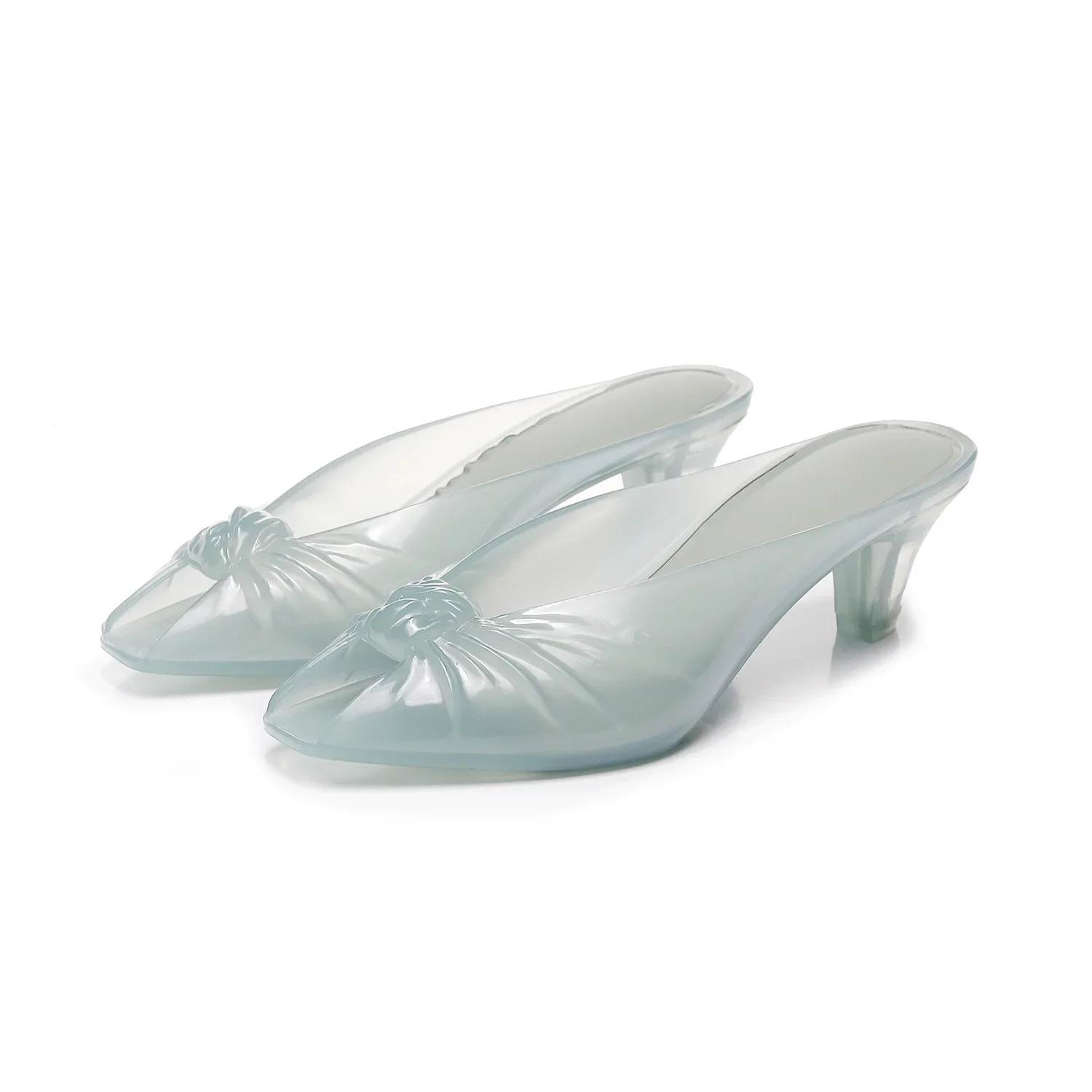 Ins Women's Fish Mouth Sandals Summer New Adult Pointed High-heeled Slippers Ladies Versatile Slim Heeled Bow Jelly Beach Shoes