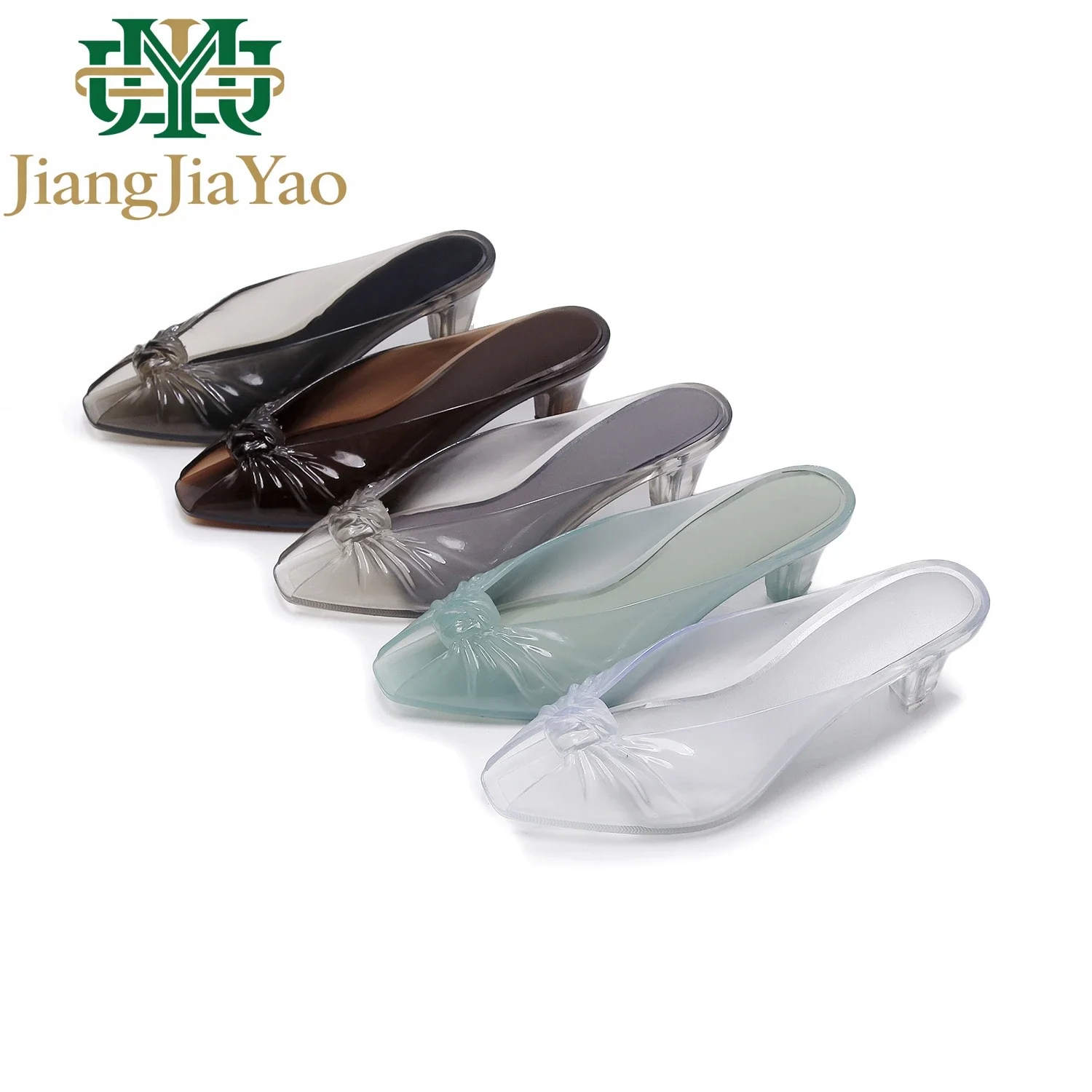 Ins Women's Fish Mouth Sandals Summer New Adult Pointed High-heeled Slippers Ladies Versatile Slim Heeled Bow Jelly Beach Shoes