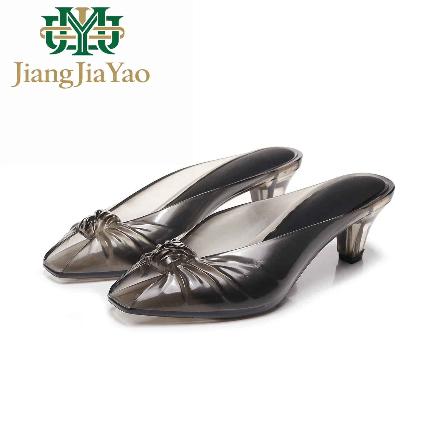 Ins Women's Fish Mouth Sandals Summer New Adult Pointed High-heeled Slippers Ladies Versatile Slim Heeled Bow Jelly Beach Shoes