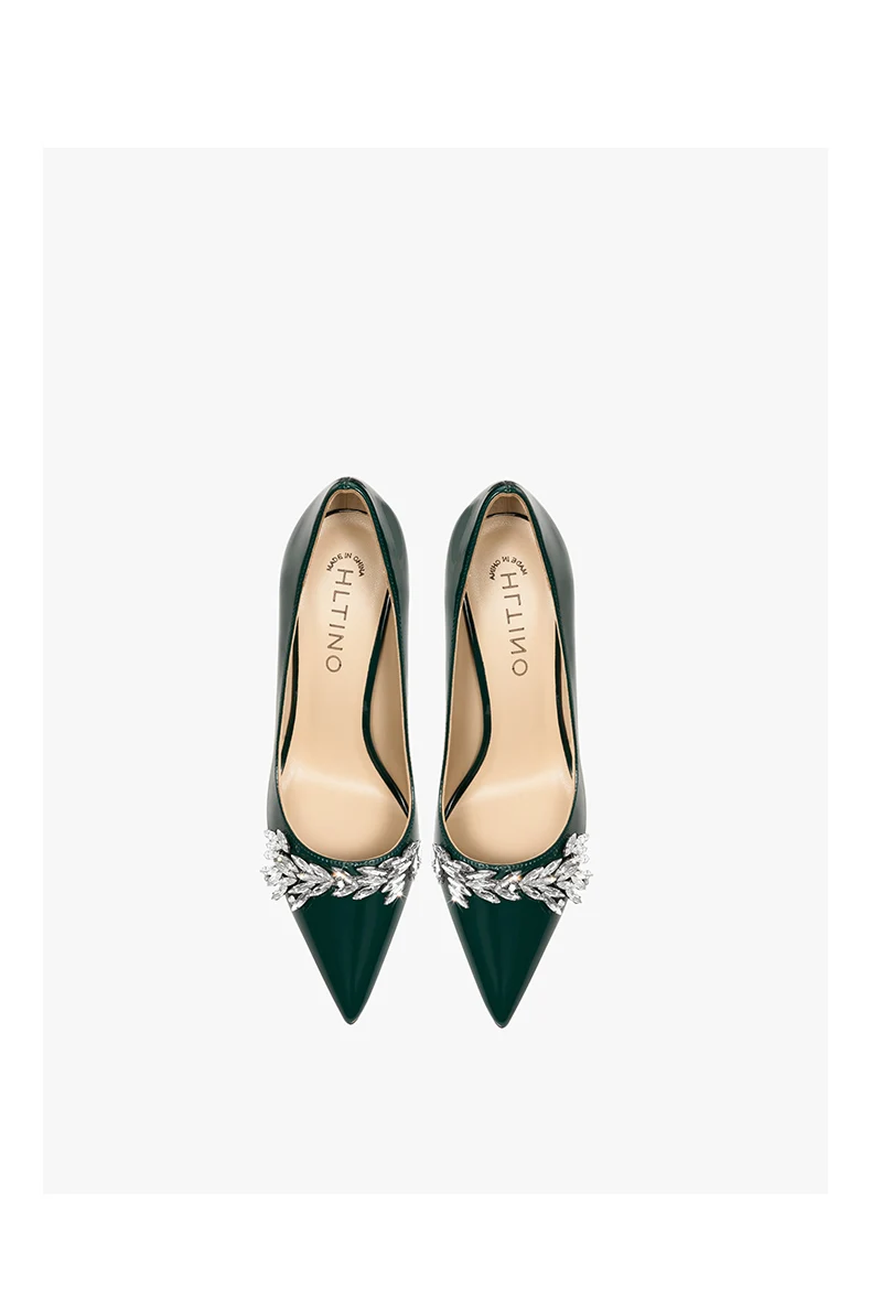 Luxury Woman Shoes Female Genuine Leather 2026 New Women Pumps Pointed Toe High Heels Rhinestone Light Party Ladies Shoes 10cm