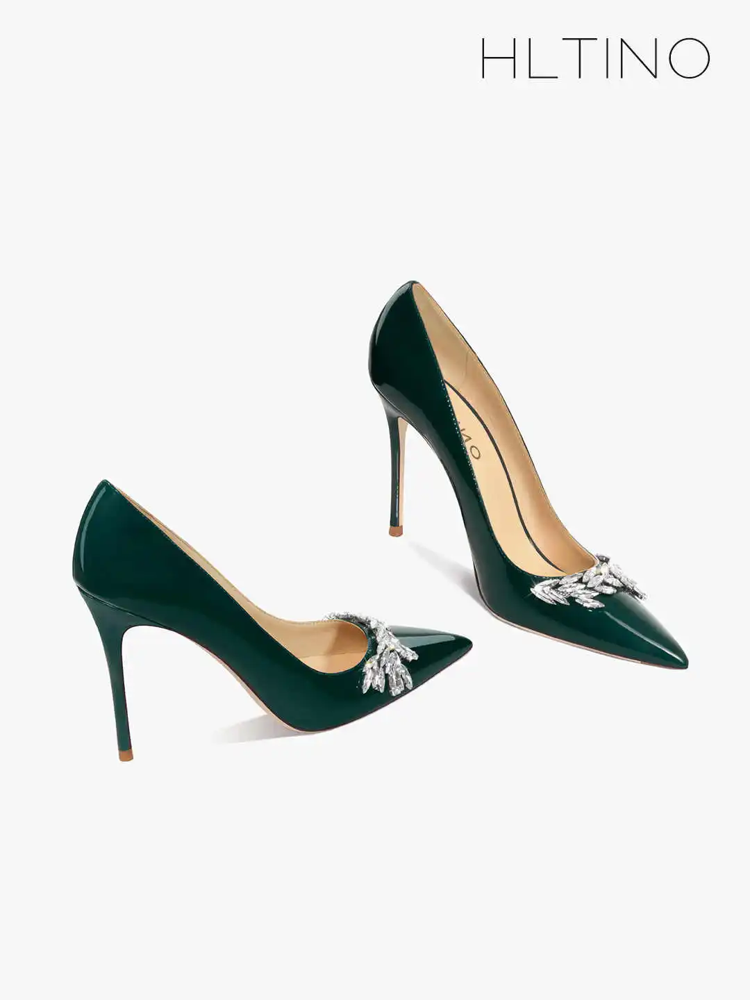 Luxury Woman Shoes Female Genuine Leather 2026 New Women Pumps Pointed Toe High Heels Rhinestone Light Party Ladies Shoes 10cm