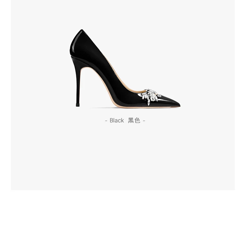 Luxury Woman Shoes Female Genuine Leather 2026 New Women Pumps Pointed Toe High Heels Rhinestone Light Party Ladies Shoes 10cm
