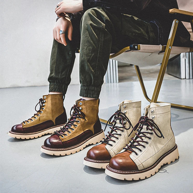 Handmade Autumn Winter New British Business Men Casual Leather Shoes Dress Cow Suede Ankle Boots Tooling Outdoor Desert Boots