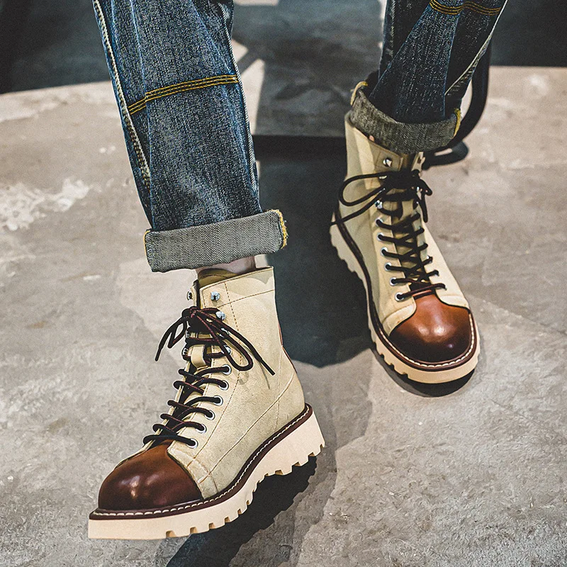 Handmade Autumn Winter New British Business Men Casual Leather Shoes Dress Cow Suede Ankle Boots Tooling Outdoor Desert Boots