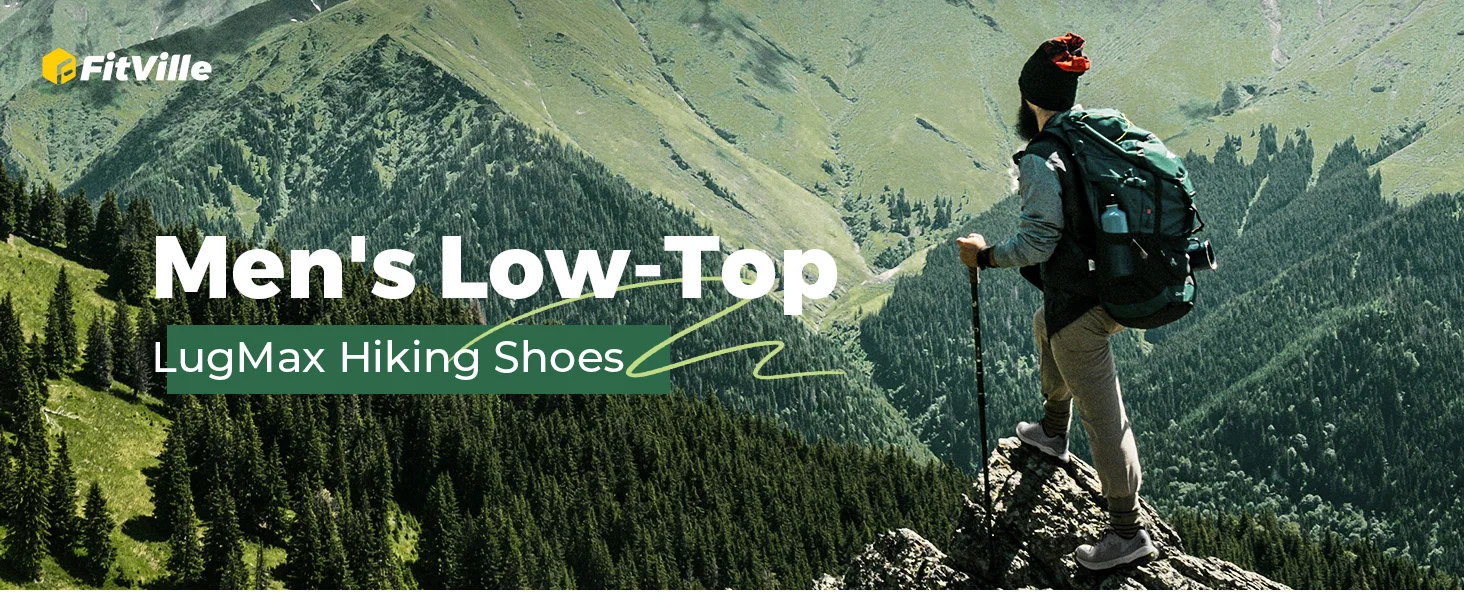 Fitville Men's Slip-on Hiking Shoes Wide Toe Box Trekking Sneakers for Men with Arch Support Comfortable Non-Slip Walking Shoes