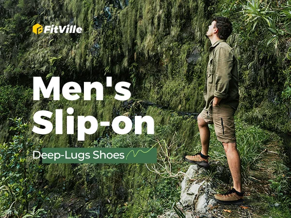 Fitville Men's Slip-on Hiking Shoes Wide Toe Box Trekking Sneakers for Men with Arch Support Comfortable Non-Slip Walking Shoes