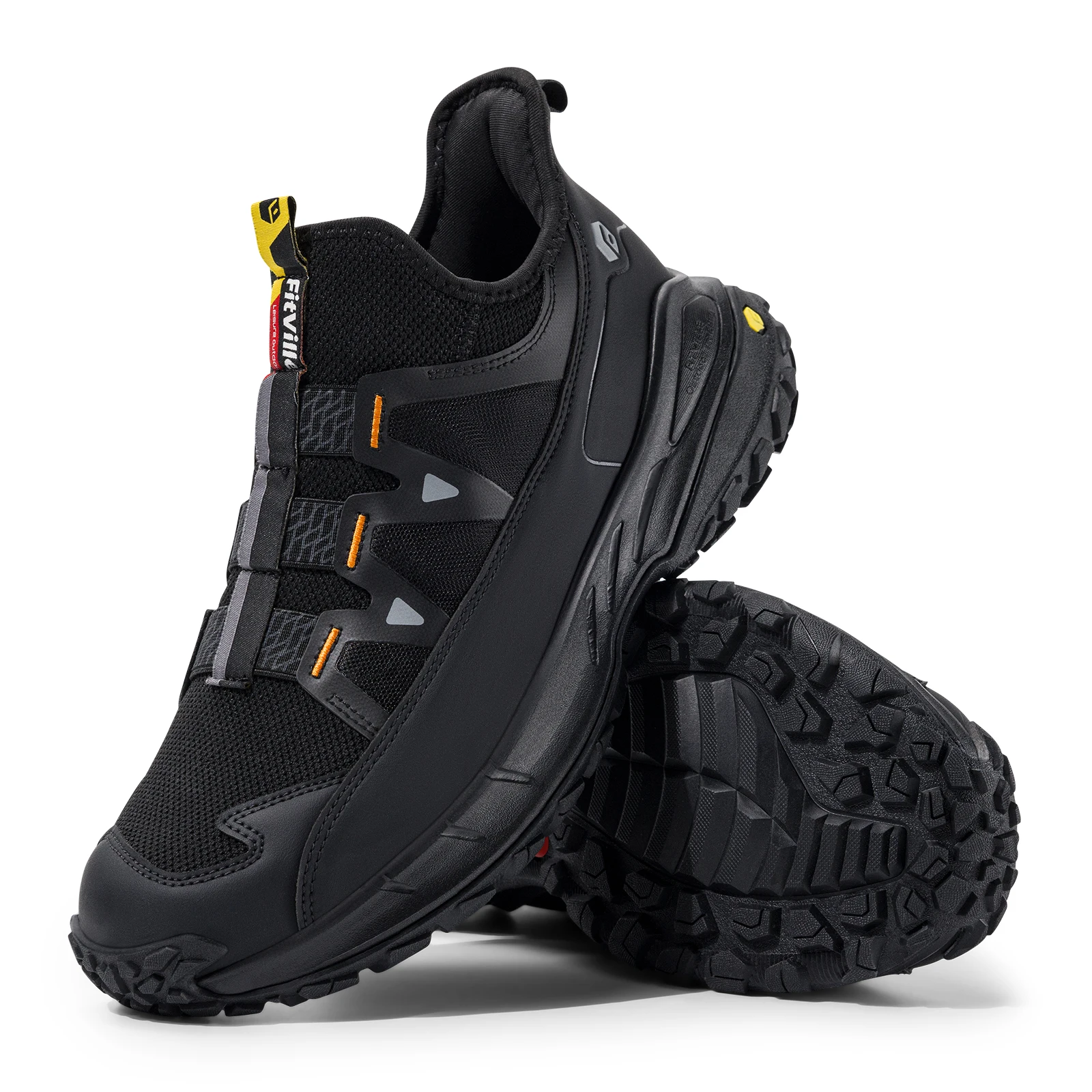 Fitville Men's Slip-on Hiking Shoes Wide Toe Box Trekking Sneakers for Men with Arch Support Comfortable Non-Slip Walking Shoes