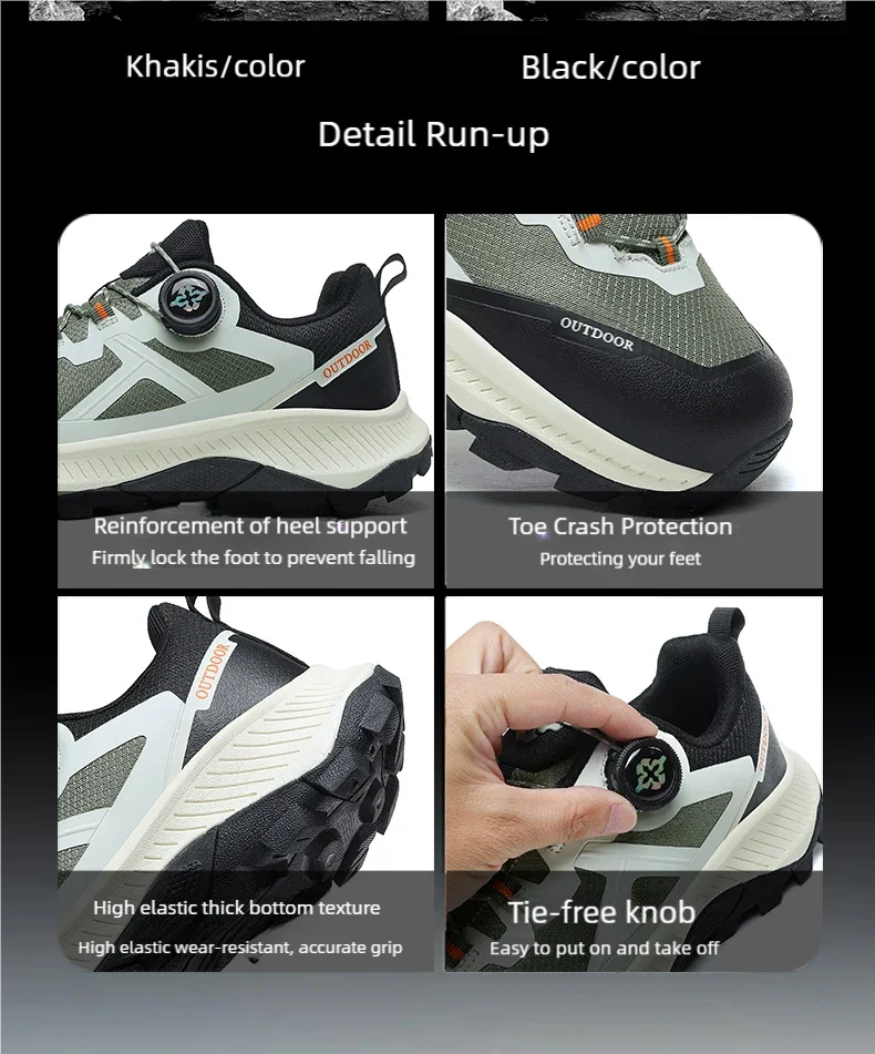 Men's Plus Size Waterproof Hiking Shoes Four Seasons Non-Slip Outdoor Walking Shoes Youth Casual Sports Running Shoes Sneakers