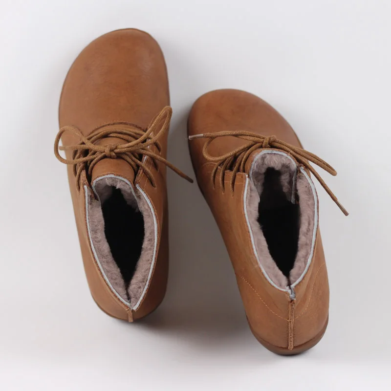 Careaymade-Genuine leather wider toe big size Women's shoes,winter handmade ankle boot,Fashion warm wool boots man single boots