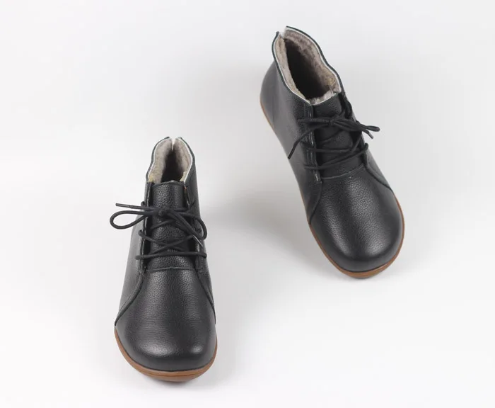 Careaymade-Genuine leather wider toe big size Women's shoes,winter handmade ankle boot,Fashion warm wool boots man single boots