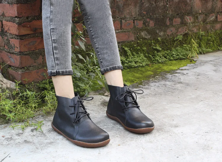Careaymade-Genuine leather wider toe big size Women's shoes,winter handmade ankle boot,Fashion warm wool boots man single boots