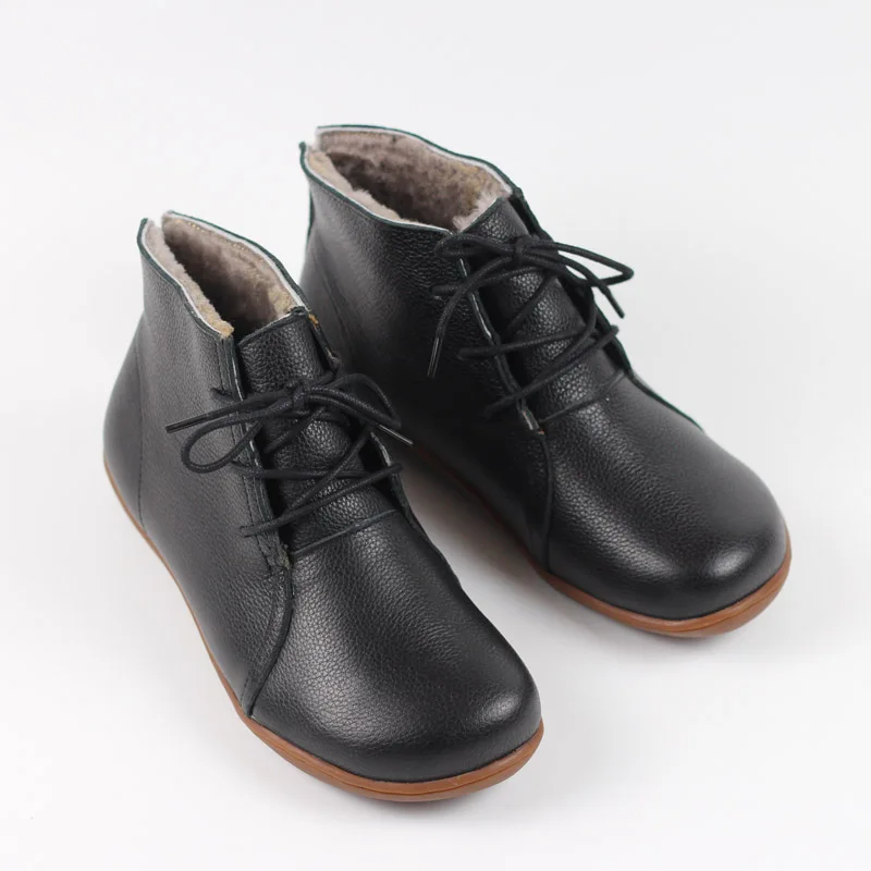 Careaymade-Genuine leather wider toe big size Women's shoes,winter handmade ankle boot,Fashion warm wool boots man single boots