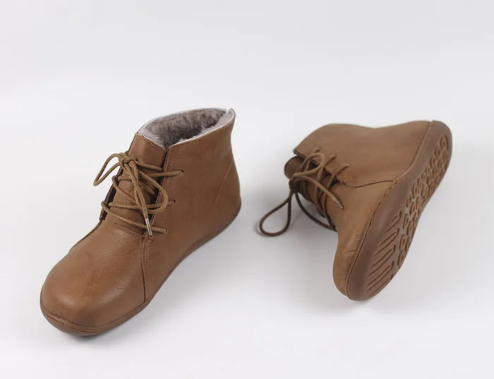 Careaymade-Genuine leather wider toe big size Women's shoes,winter handmade ankle boot,Fashion warm wool boots man single boots