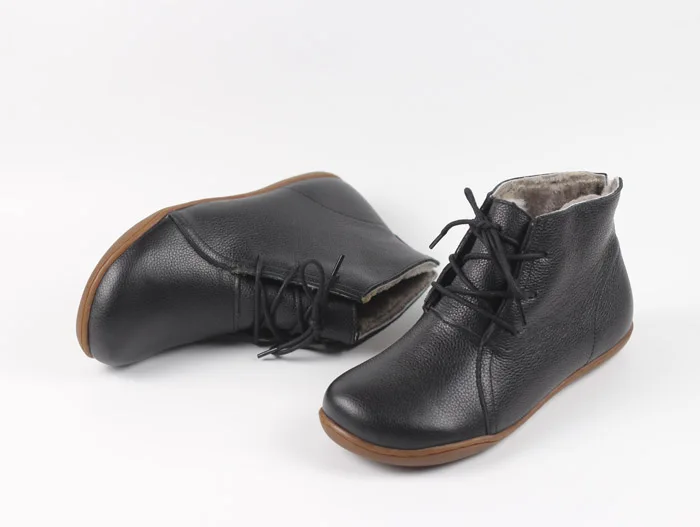 Careaymade-Genuine leather wider toe big size Women's shoes,winter handmade ankle boot,Fashion warm wool boots man single boots
