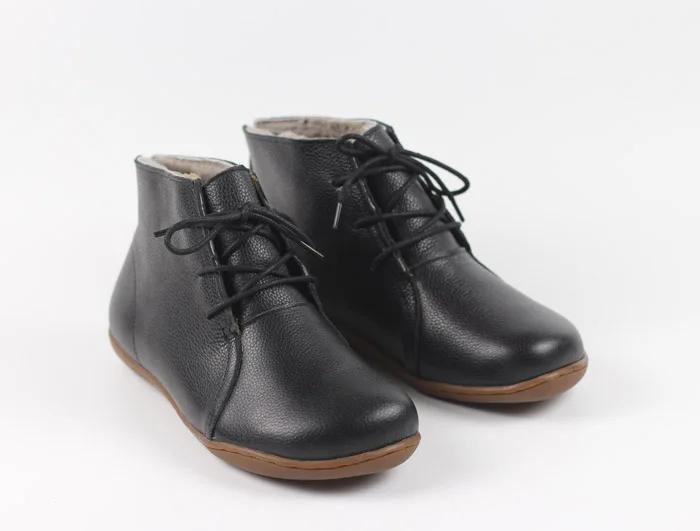 Careaymade-Genuine leather wider toe big size Women's shoes,winter handmade ankle boot,Fashion warm wool boots man single boots
