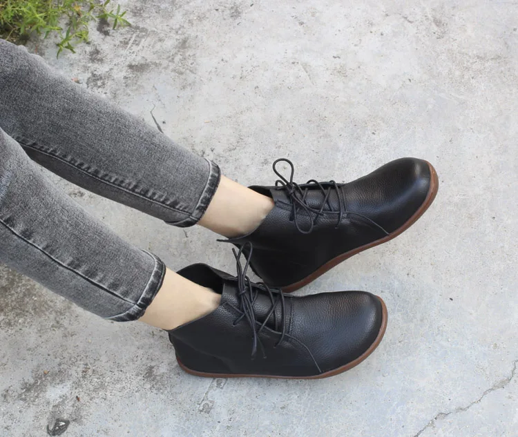 Careaymade-Genuine leather wider toe big size Women's shoes,winter handmade ankle boot,Fashion warm wool boots man single boots