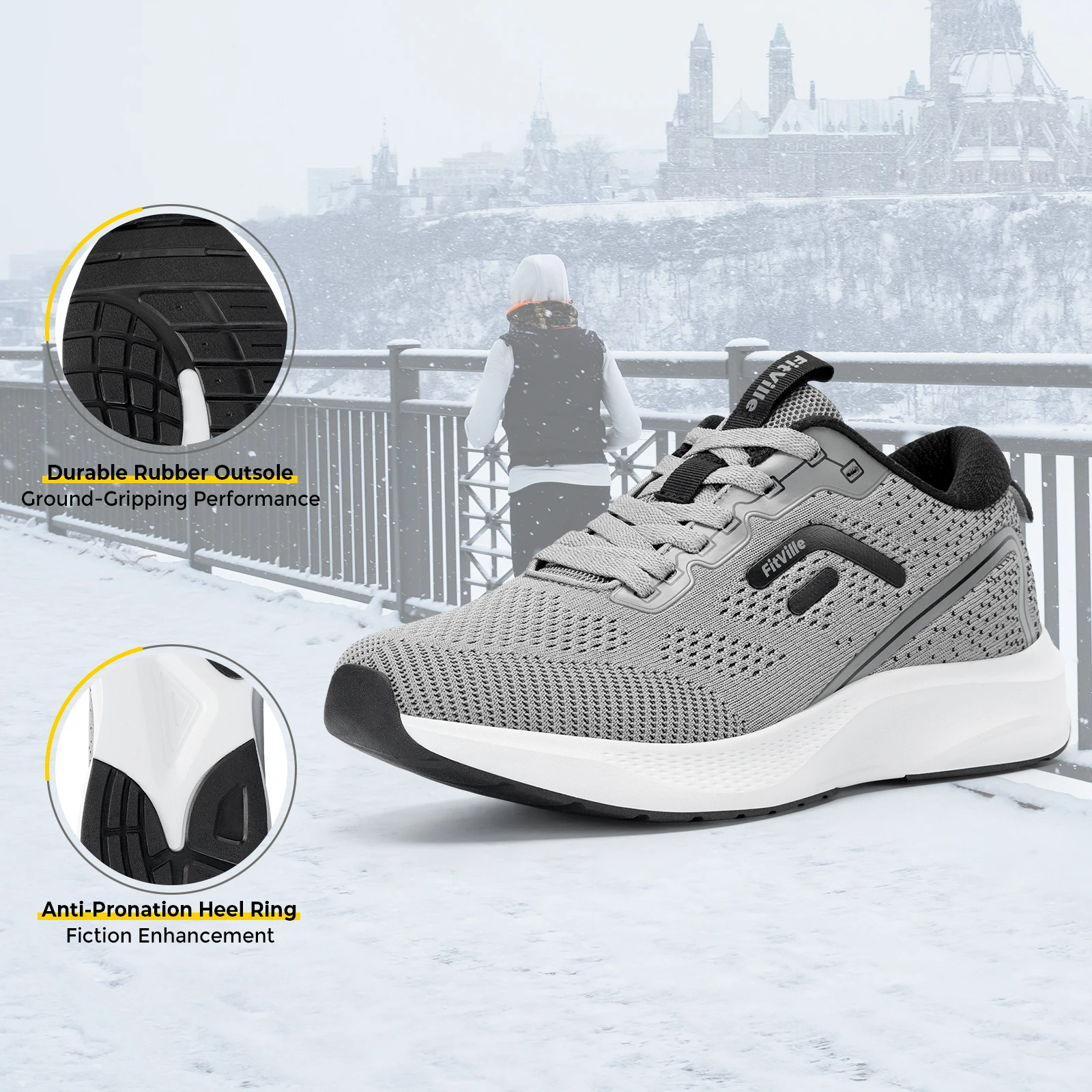 FitVille Men Wide Width Running Sneakers, Breathable Light Athletic Training Shoes, Comfort Wide Footwear for Swollen Feet, Diabetic Feet