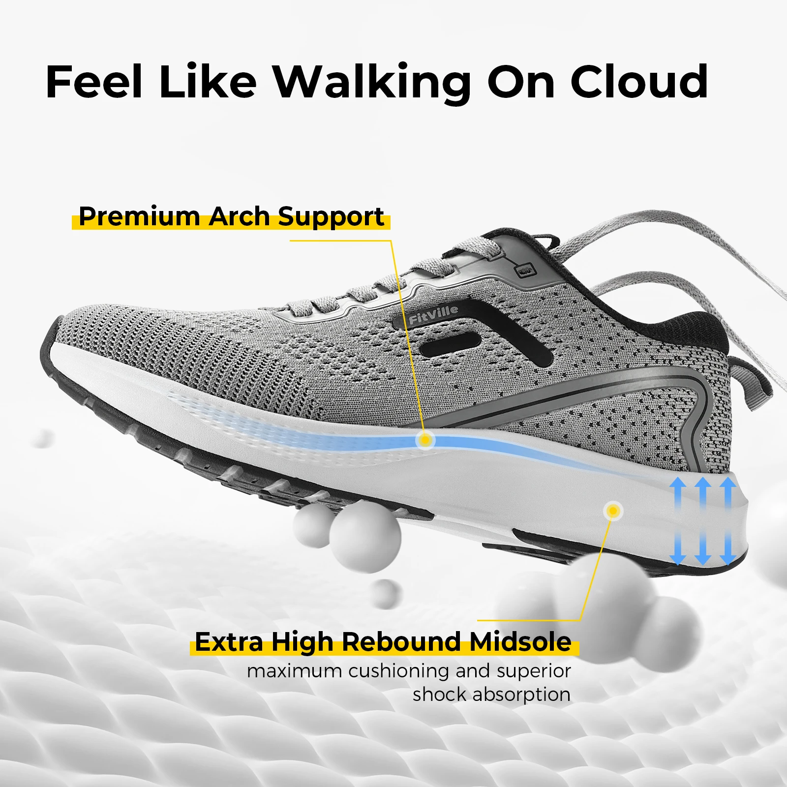 FitVille Men Wide Width Running Sneakers, Breathable Light Athletic Training Shoes, Comfort Wide Footwear for Swollen Feet, Diabetic Feet