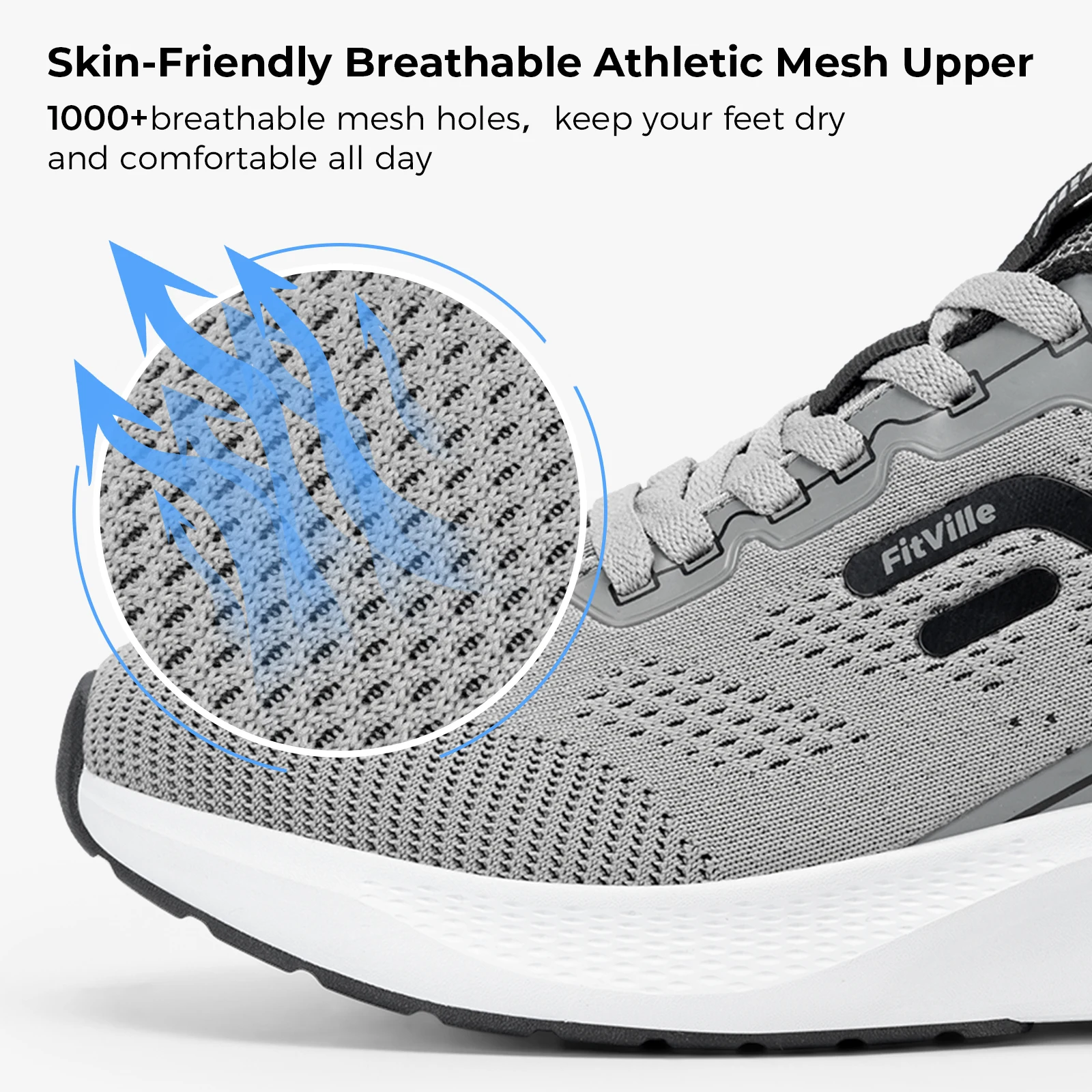 FitVille Men Wide Width Running Sneakers, Breathable Light Athletic Training Shoes, Comfort Wide Footwear for Swollen Feet, Diabetic Feet