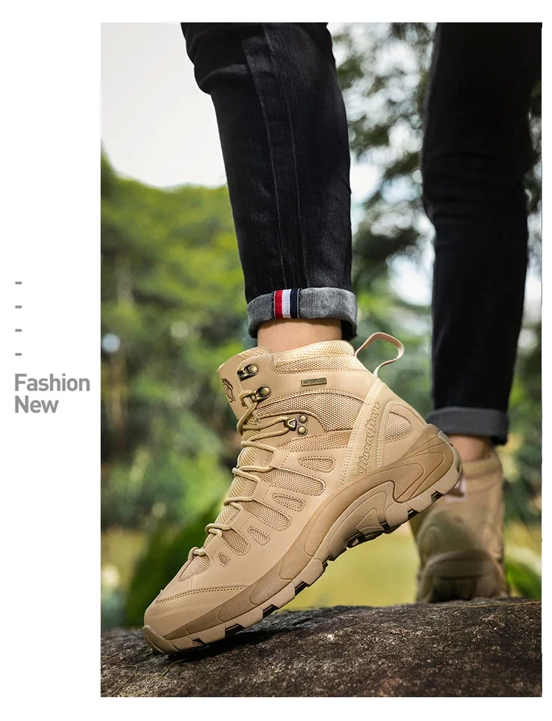 Men New Tactical Boots Waterproof Ultrallight Anti-Slip MaleTraining Breathable Climbing Hiking Shoes Rapid Response Army Boots
