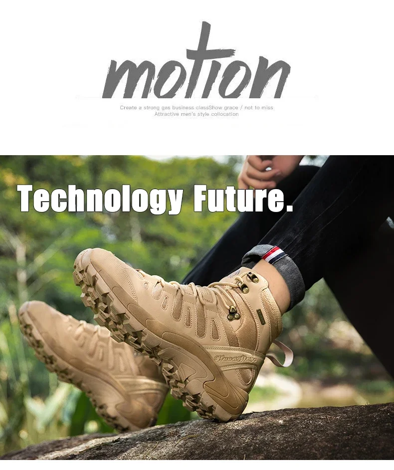 Men New Tactical Boots Waterproof Ultrallight Anti-Slip MaleTraining Breathable Climbing Hiking Shoes Rapid Response Army Boots