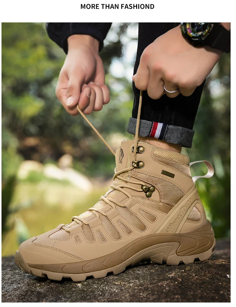 Men New Tactical Boots Waterproof Ultrallight Anti-Slip MaleTraining Breathable Climbing Hiking Shoes Rapid Response Army Boots
