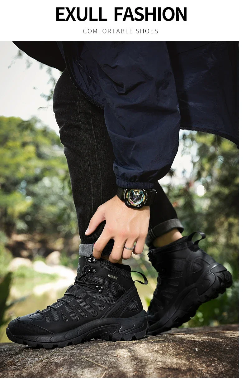 Men New Tactical Boots Waterproof Ultrallight Anti-Slip MaleTraining Breathable Climbing Hiking Shoes Rapid Response Army Boots