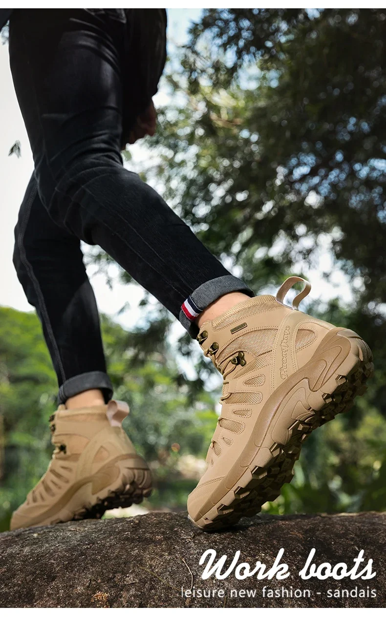 Men New Tactical Boots Waterproof Ultrallight Anti-Slip MaleTraining Breathable Climbing Hiking Shoes Rapid Response Army Boots