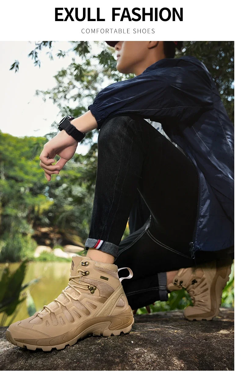 Men New Tactical Boots Waterproof Ultrallight Anti-Slip MaleTraining Breathable Climbing Hiking Shoes Rapid Response Army Boots