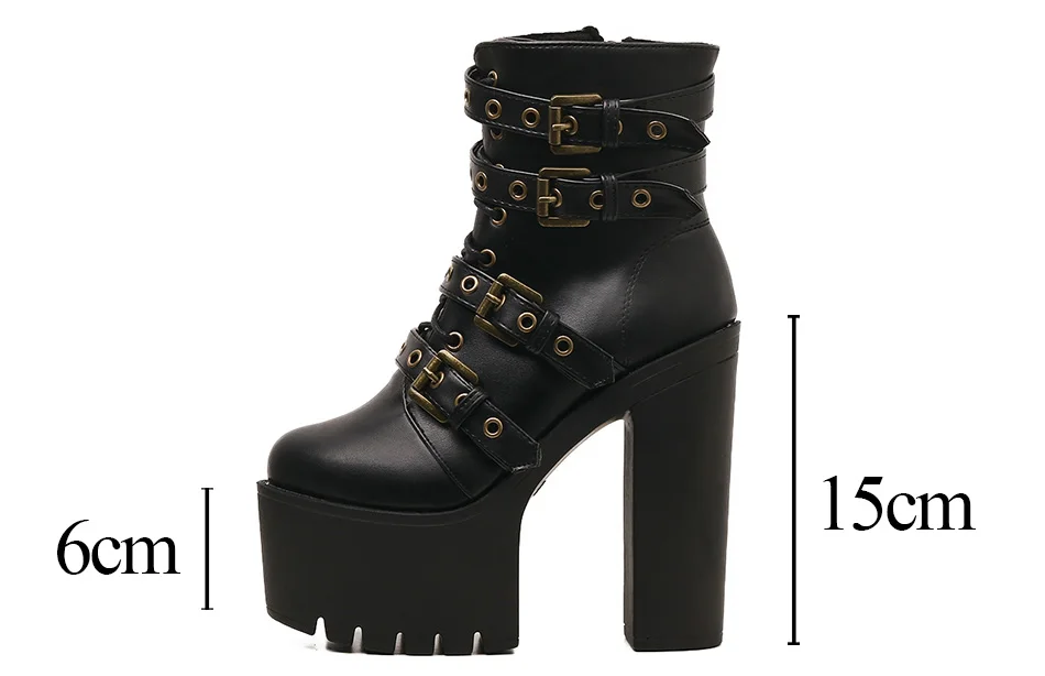 Gdgydh Sexy Rivet Black Ankle Boots Women Platform Soft Leather Autumn Winter Ladies Boots With Zipper Ultra High Heels Shoes