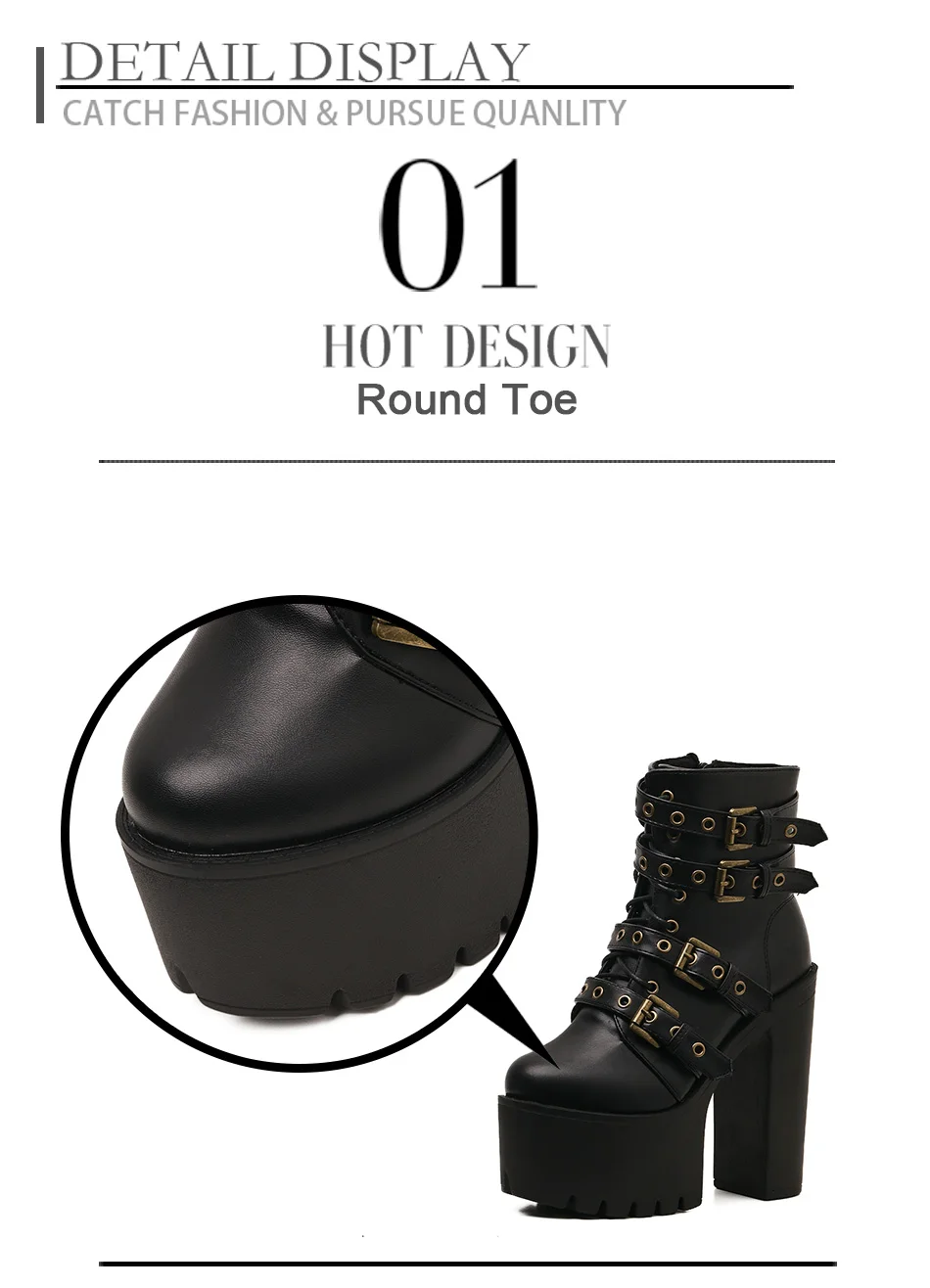 Gdgydh Sexy Rivet Black Ankle Boots Women Platform Soft Leather Autumn Winter Ladies Boots With Zipper Ultra High Heels Shoes