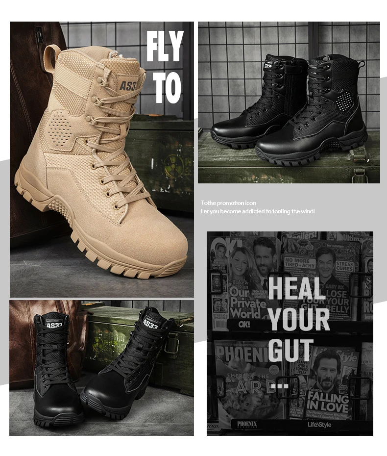 Men High-top Hiking Shoes Outdoor Shoes Non-Slip Casual Trekking Boots Hiking Boot Lace Up Hunting Tactical Trekking Sneakers
