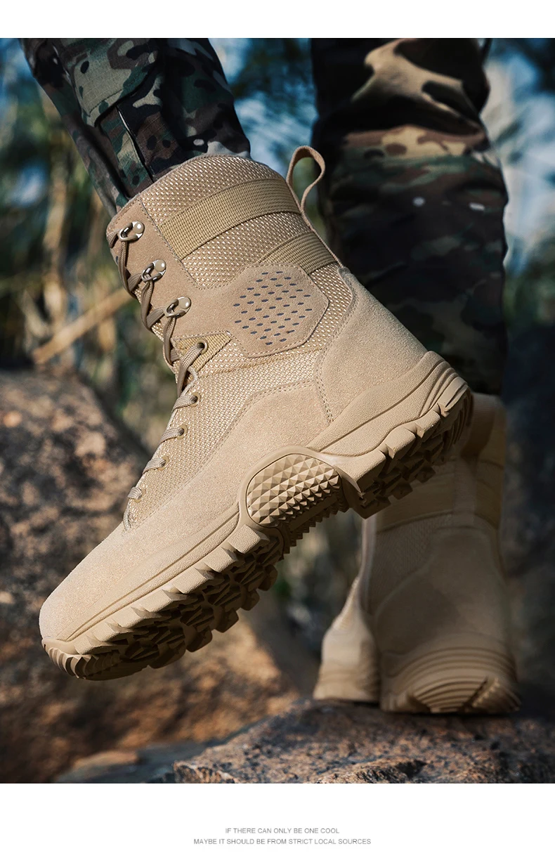 Men High-top Hiking Shoes Outdoor Shoes Non-Slip Casual Trekking Boots Hiking Boot Lace Up Hunting Tactical Trekking Sneakers