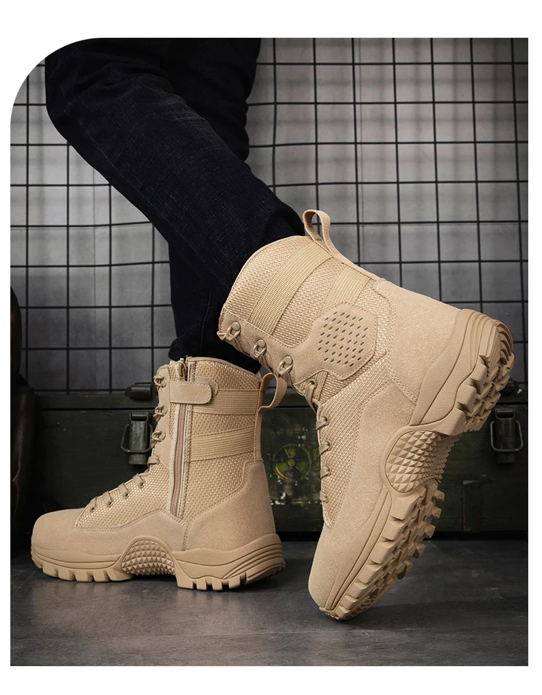 Men High-top Hiking Shoes Outdoor Shoes Non-Slip Casual Trekking Boots Hiking Boot Lace Up Hunting Tactical Trekking Sneakers