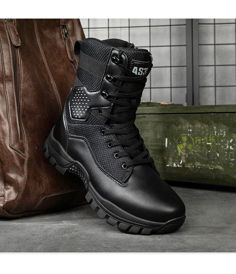 Men High-top Hiking Shoes Outdoor Shoes Non-Slip Casual Trekking Boots Hiking Boot Lace Up Hunting Tactical Trekking Sneakers