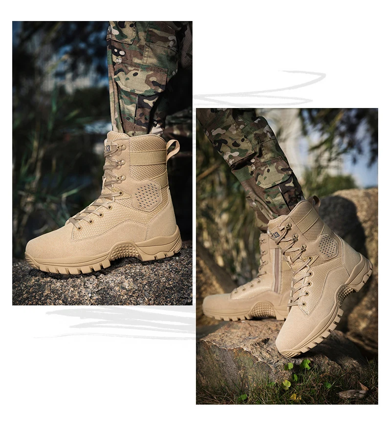 Men High-top Hiking Shoes Outdoor Shoes Non-Slip Casual Trekking Boots Hiking Boot Lace Up Hunting Tactical Trekking Sneakers