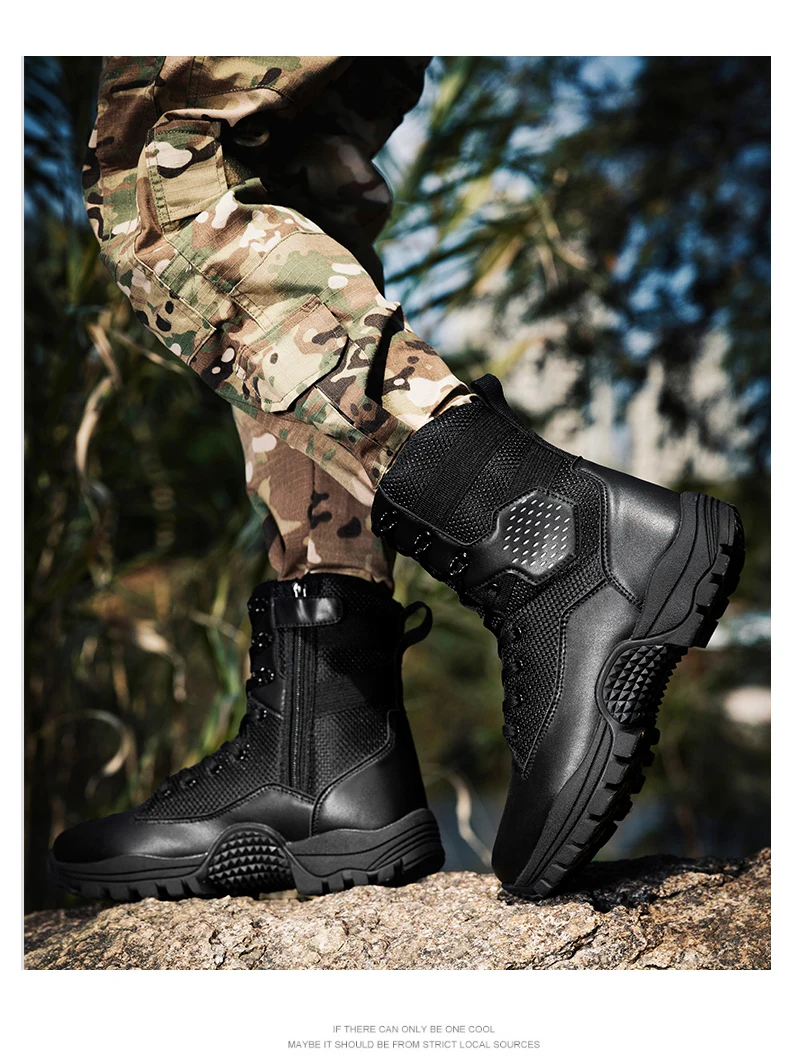 Men High-top Hiking Shoes Outdoor Shoes Non-Slip Casual Trekking Boots Hiking Boot Lace Up Hunting Tactical Trekking Sneakers