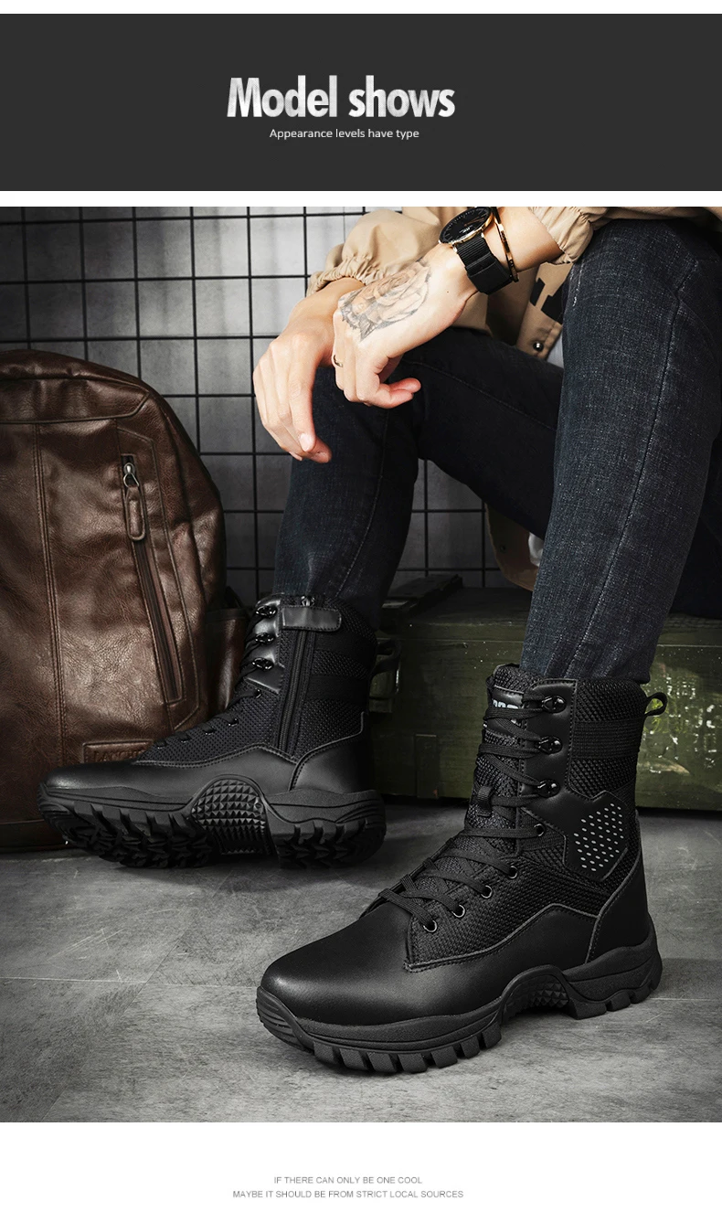 Men High-top Hiking Shoes Outdoor Shoes Non-Slip Casual Trekking Boots Hiking Boot Lace Up Hunting Tactical Trekking Sneakers