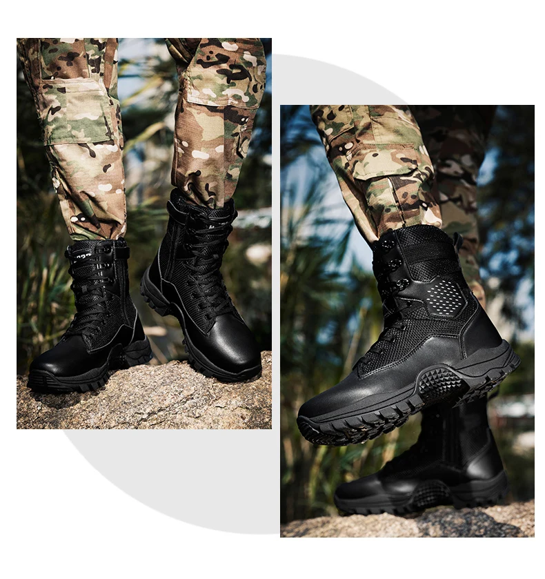 Men High-top Hiking Shoes Outdoor Shoes Non-Slip Casual Trekking Boots Hiking Boot Lace Up Hunting Tactical Trekking Sneakers
