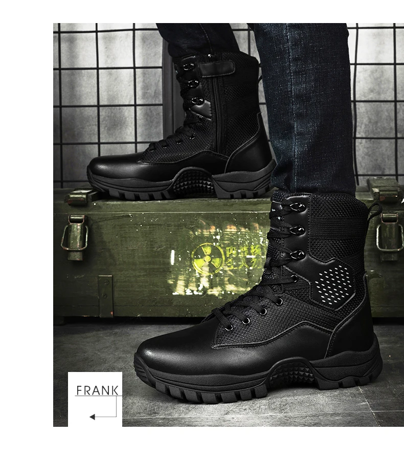Men High-top Hiking Shoes Outdoor Shoes Non-Slip Casual Trekking Boots Hiking Boot Lace Up Hunting Tactical Trekking Sneakers